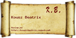 Kousz Beatrix névjegykártya