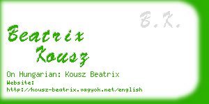 beatrix kousz business card